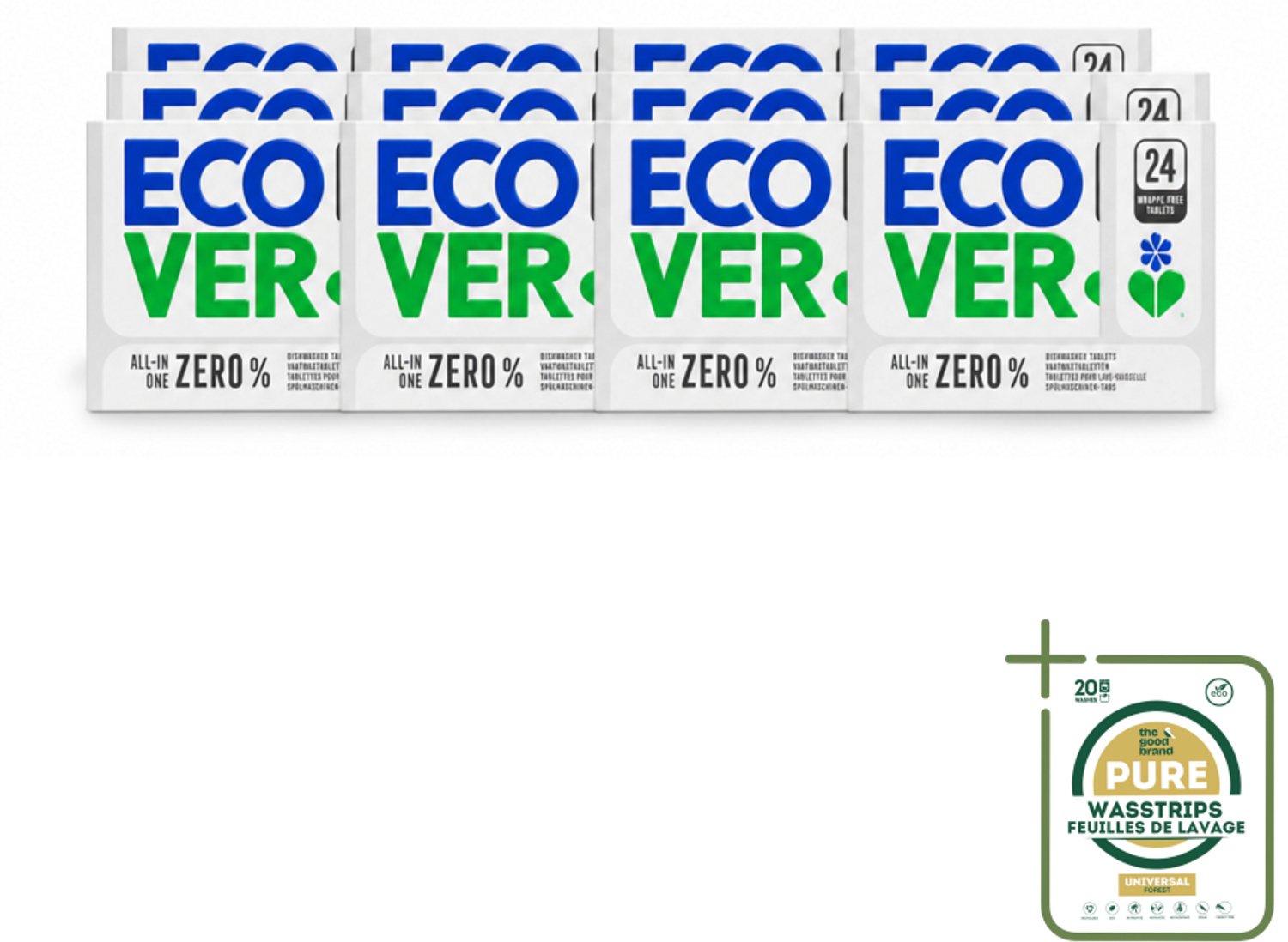 12 x Ecover - Vaatwastabletten All-in-One Zero% - 24 Tabs - Vaatwasmiddel - Vaatwastabletten - Zero% Vaatwasmiddel - Milieuvriendelijk Vaatwasmiddel - Gevoelig Vaatwasmiddel