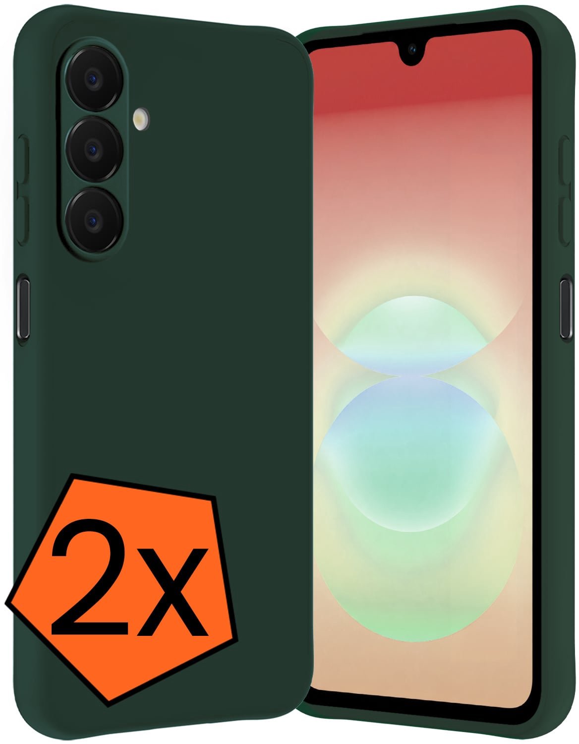 Hoes - 2 Stuks - Geschikt voor Samsung Galaxy A18 - Sterk & Shockproof - Case Siliconen - Back Cover - Telefoon Hoes - Donkergroen
