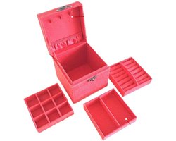 Jauhmui Jewellery Box, Three Layer Small Jewellery Organiser Storage Box, Velvet Jewellery Box, Jewellery Case, Travel - ShopVlot