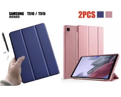 Samsung Galaxy Tab A 10.1 2019 Hoes – SM-T510 / SM-T515 – 360° Draaibare Book Case met Stand & Stylus Pen – Zwart – HiCHiCO - 2PCS