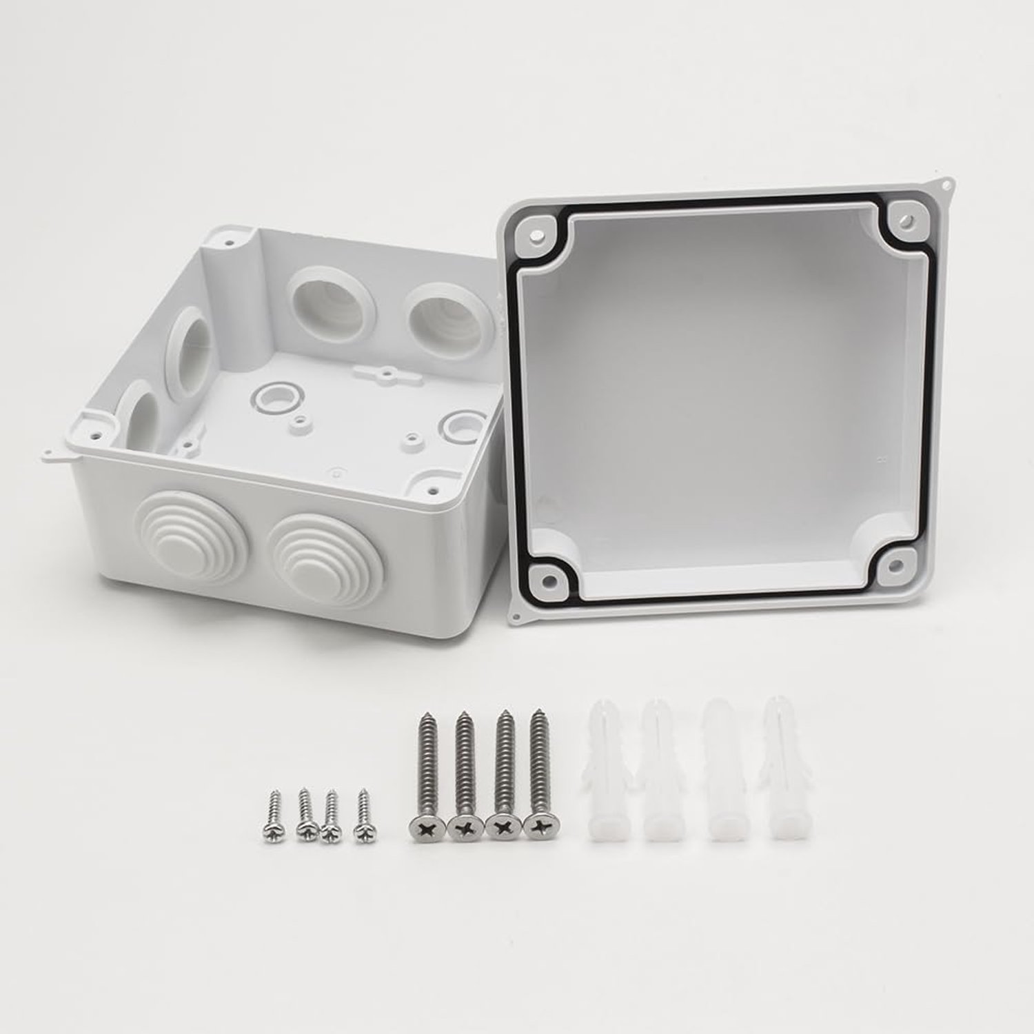 Stofbestendige elektrische aansluitdoos van PP-kunststof, geschikt voor elektronische apparatuurprojecten, afgeschikt vooringen 3,9 x 3,9 x 2,8 inch.