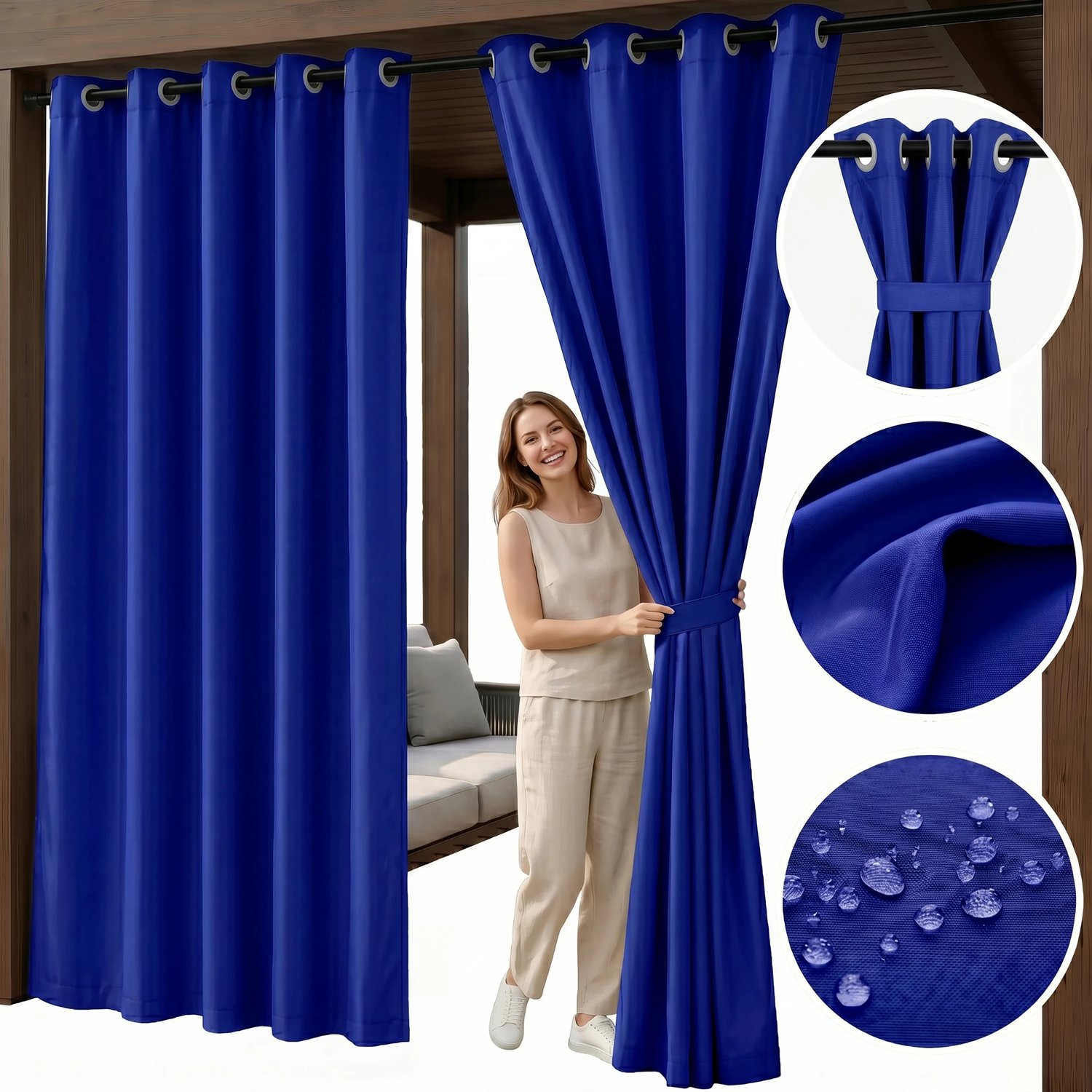 Waterdicht Gordijn voor Buiten 155x200cm - Zomerse Blauwe Kleur