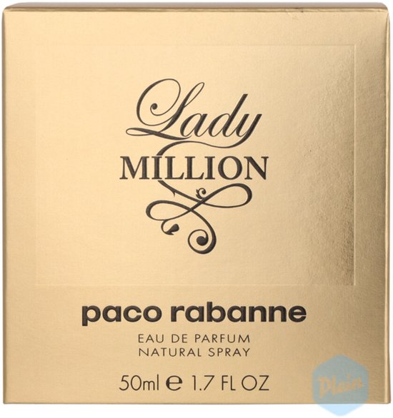 Gouden doos voor Lady Million Eau de Parfum van Paco Rabanne, 50ml.