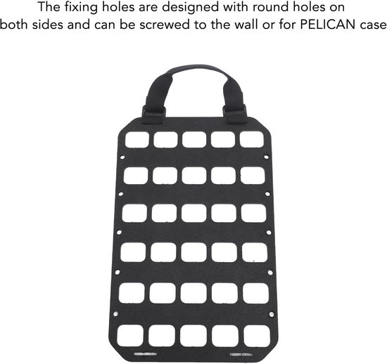 Molle Organizer Paneel Zwart met Handvat, Polypropyleen Vaste Gaten Ontwerp voor Muur Koffer Backpack — afbeelding 4