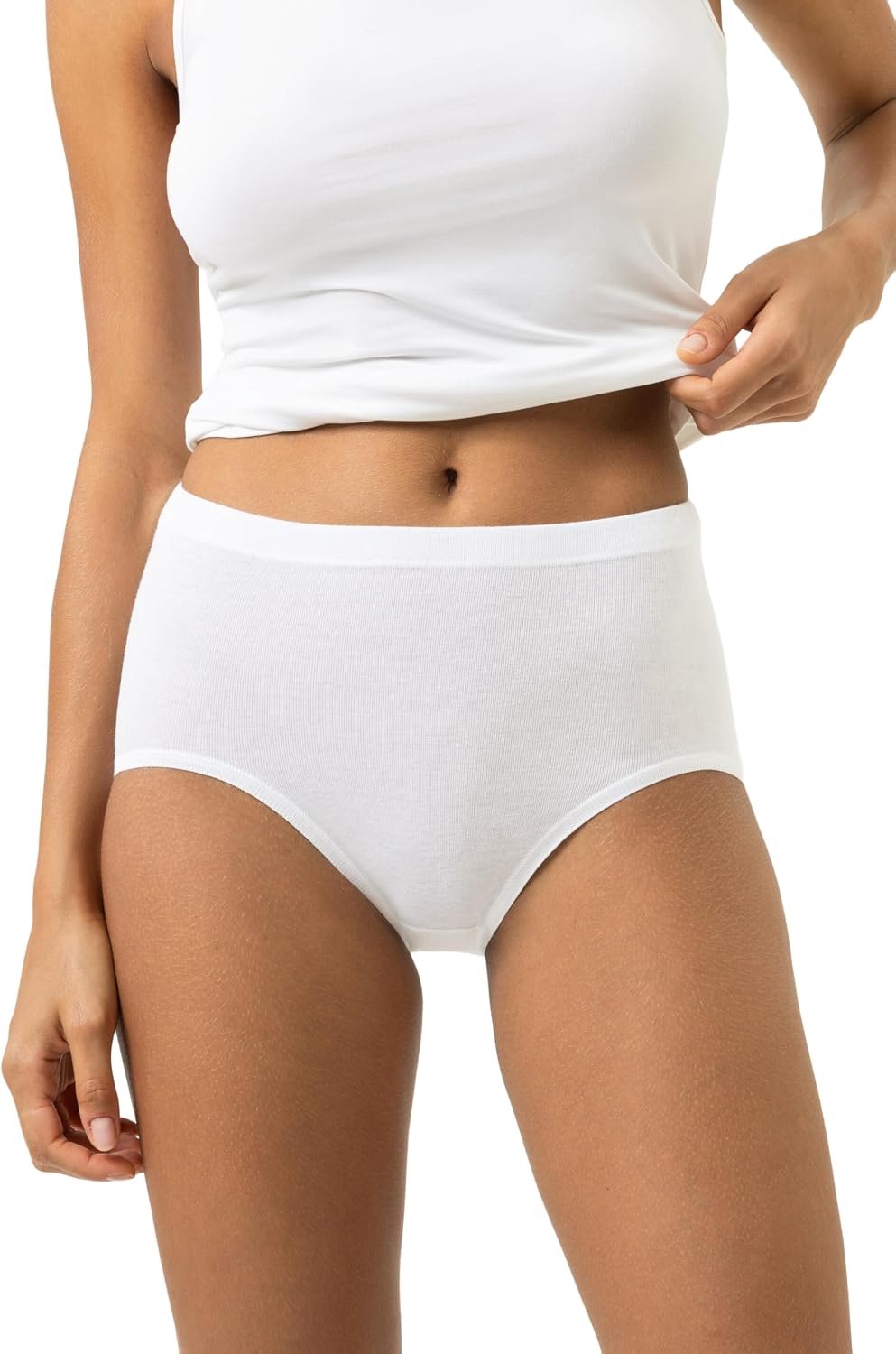 Mey 2000 White Cotton High Waist Pant Brief 29005