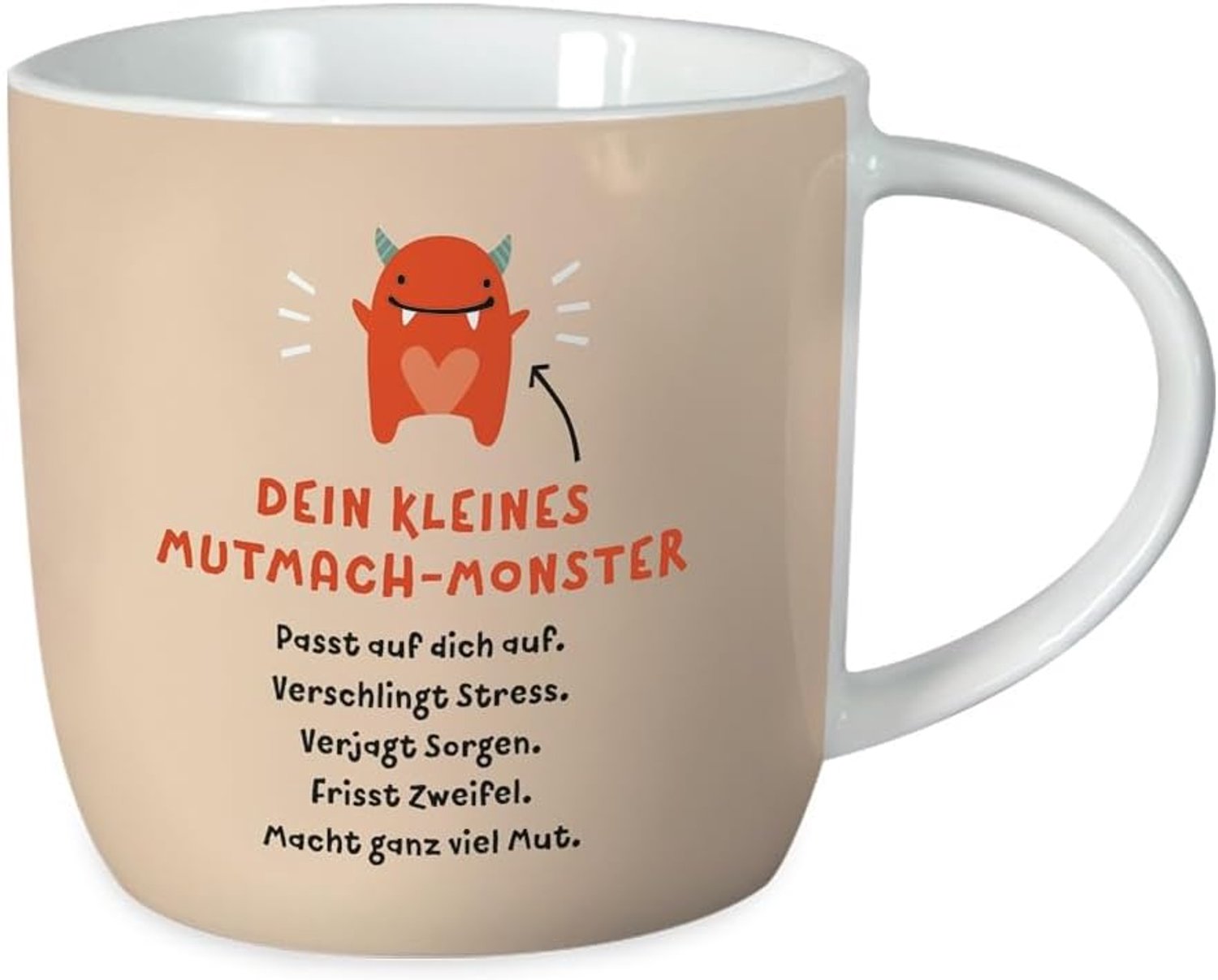 Grafik-Werkstatt Koffiemok met spreuk 300 ml porseleinen mok Mutmach-Monster