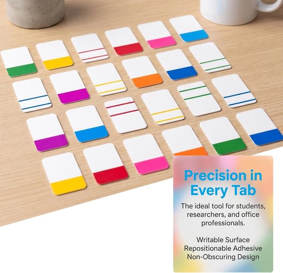 480 stuks zelfklevende pagina-markeringen, transparante indextabs voor boekaantekening, etiketten, zelfklevende indextabs, herpositioneerbaar, 12 kleuren, kleverige notities voor kantoor, school — afbeelding 5
