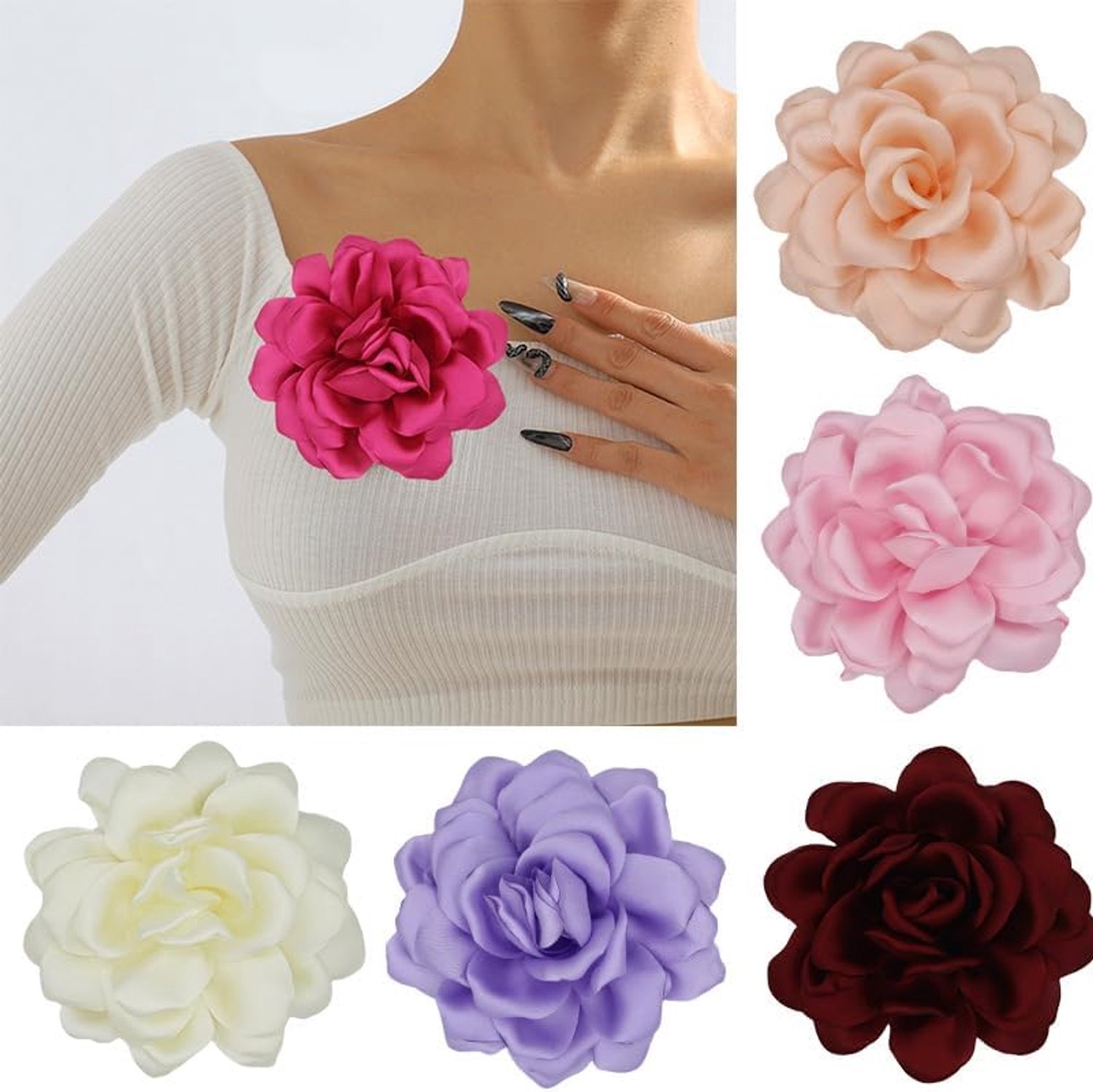 2 stks Sierlijke Satijn Stof Broches voor Vrouwen Rose Bloemen Broche voor Party Dance Bruiloft Banket Mode Broche Pin voor Vrouwen, Geel