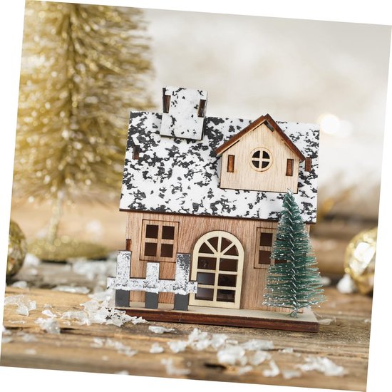 3 Stuks Delige Set Kersthuisjes met Led-verlichting Lichtgevende Decoratie voor Kersttafel Draagbare Aanpasbare Kerstdorp Accessoires voor Feestelijke Sfeerverlichting — afbeelding 4