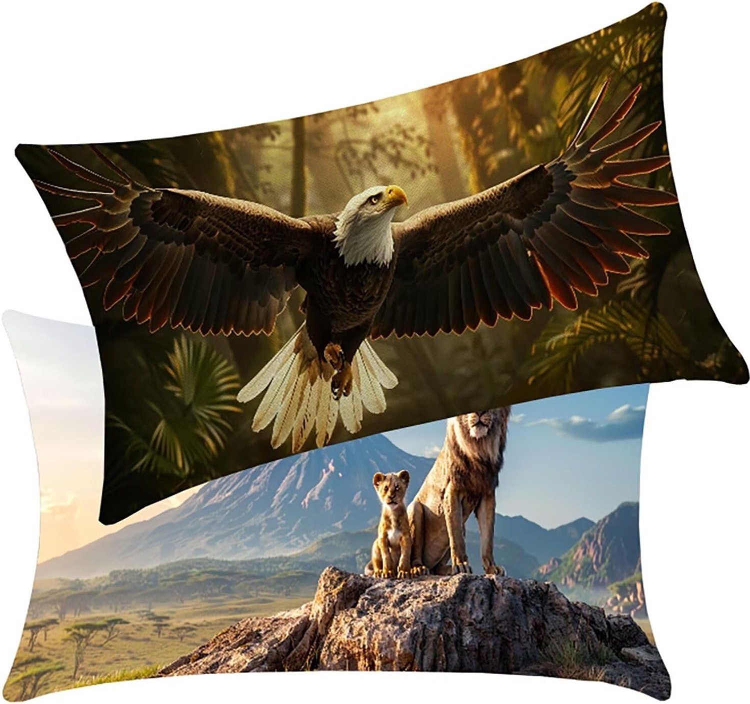 Buitenkussen, waterdicht, Afrika, 2 stuks, bankkussen, bos, 50 x 80 cm, linnen, dubbele naden, versterkt, voor boerderij, huis, decoratief, woonkamer, tuin, cadeau voor dames, BY6 2-7