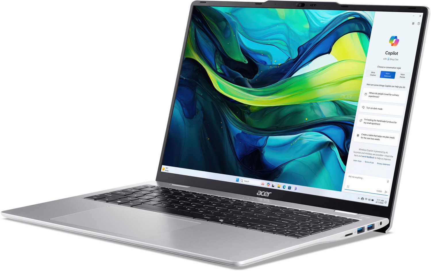 Acer Aspire AL16-53P-503B - Laptop - 16 inch - Core Ultra 5 - 16GB - 512GB SSD - Zilver thumbnail 5