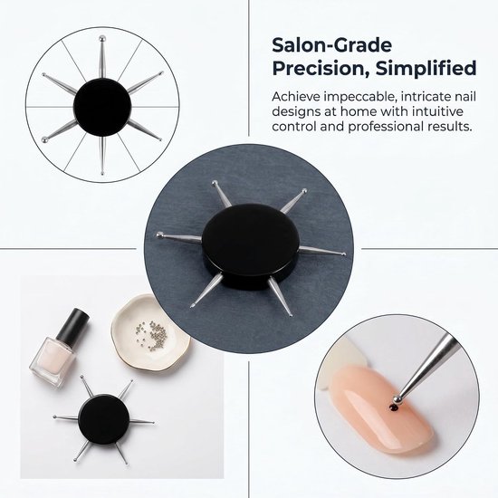 6 Stuks Delige Dotting Pennen met Roterende Schijf voor Nauwkeurig Nagelontwerp voor Gelpolijstekening Embossing Manicure Thuis Salon Inclusief Opbergdoos voor Onderweg — afbeelding 3