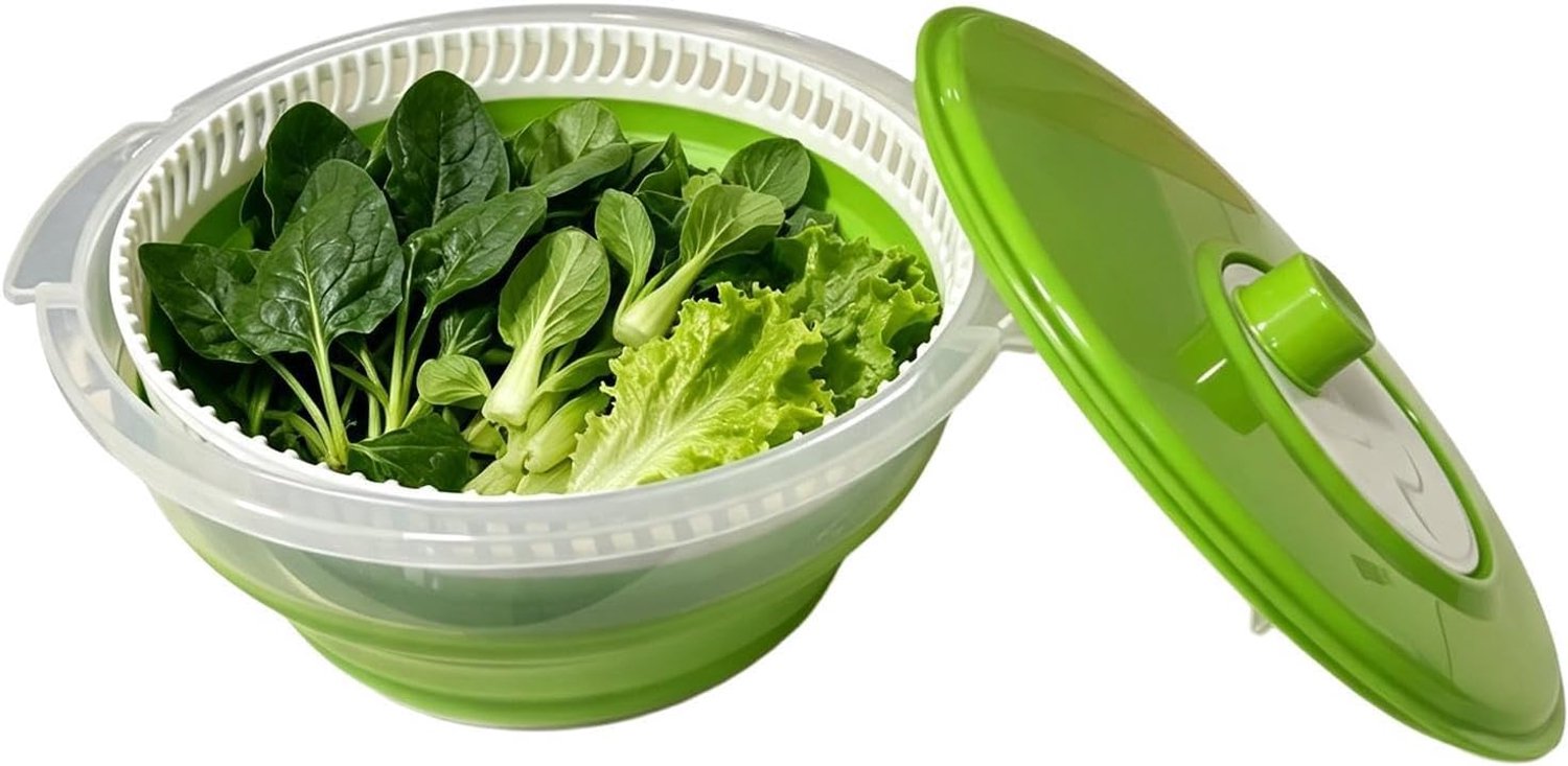 Salade Spinner Opvouwbare Dubbellaags Handmatige Draagbare Droger