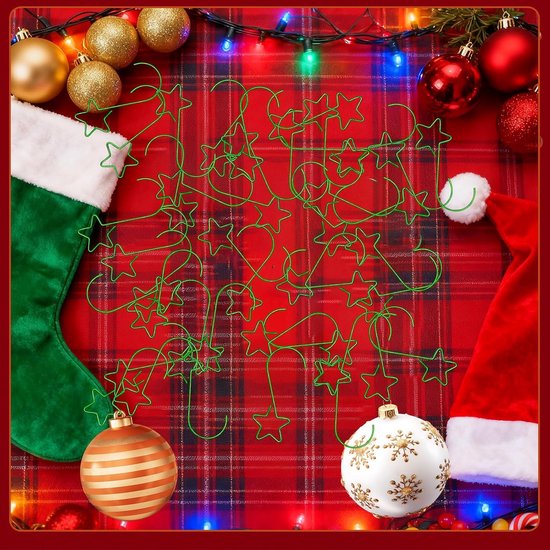 100 stuks kleine groene creatieve S-haak kerstversieringen, kerstversieringhaken, decoratiebenodigdheden, kerstboomversiering om op te hangen, geschikt voor het ophangen van kousen — afbeelding 5