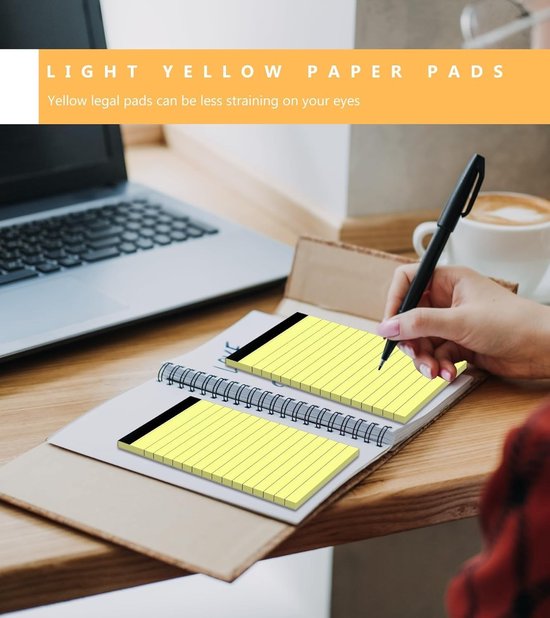 12 stuks notitieblokken 7 x 15 cm, klein notitieblok, zaknotitieblokken voor dagelijkse planning, memoblokken gevoerd papier voor boodschappenlijst, geperforeerde gele schrijfblokken, kraspads, 30 vel — afbeelding 5