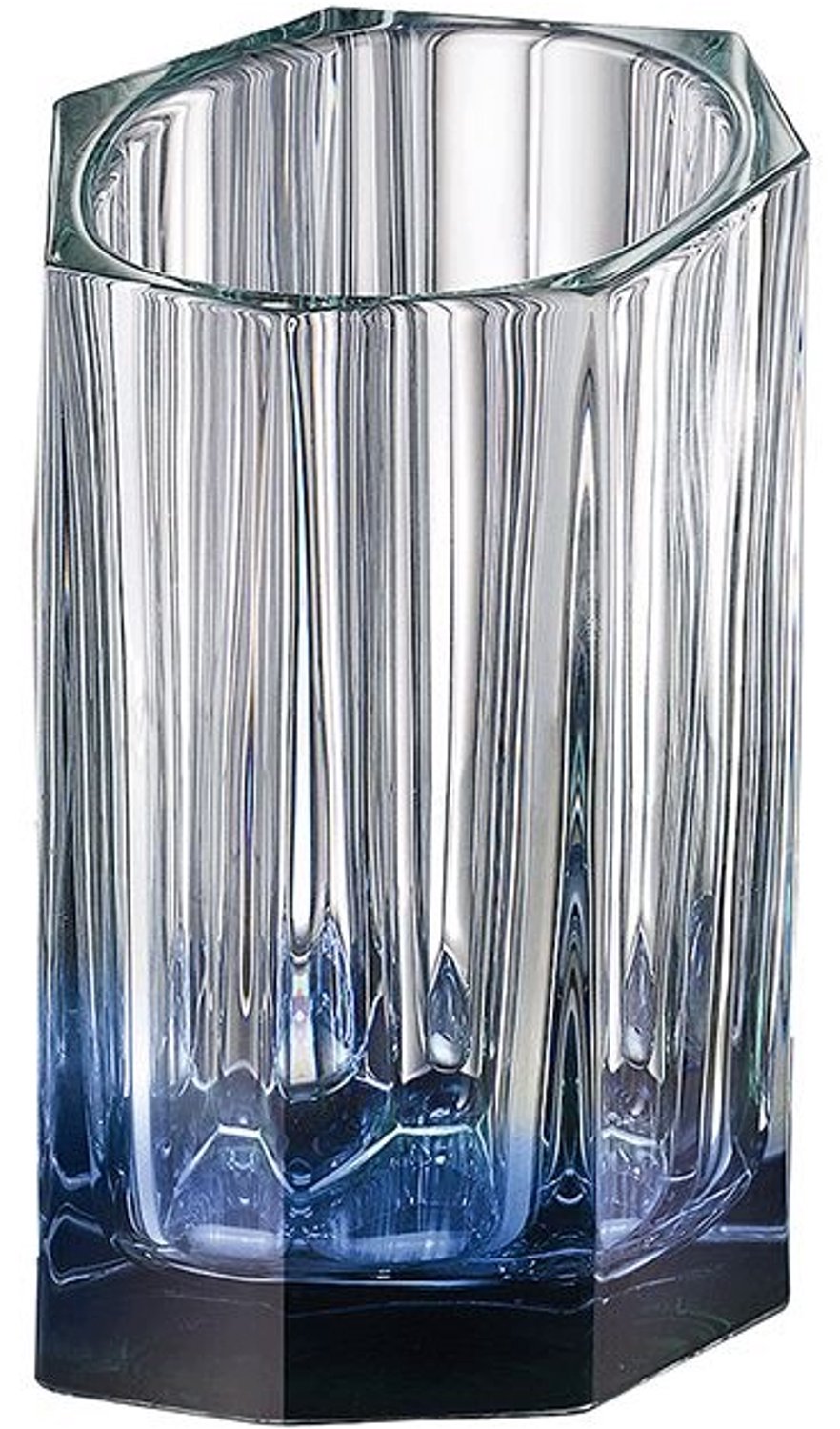 Bohemia Bazalt Kristallen Vaas Blauwe Bodem 200mm