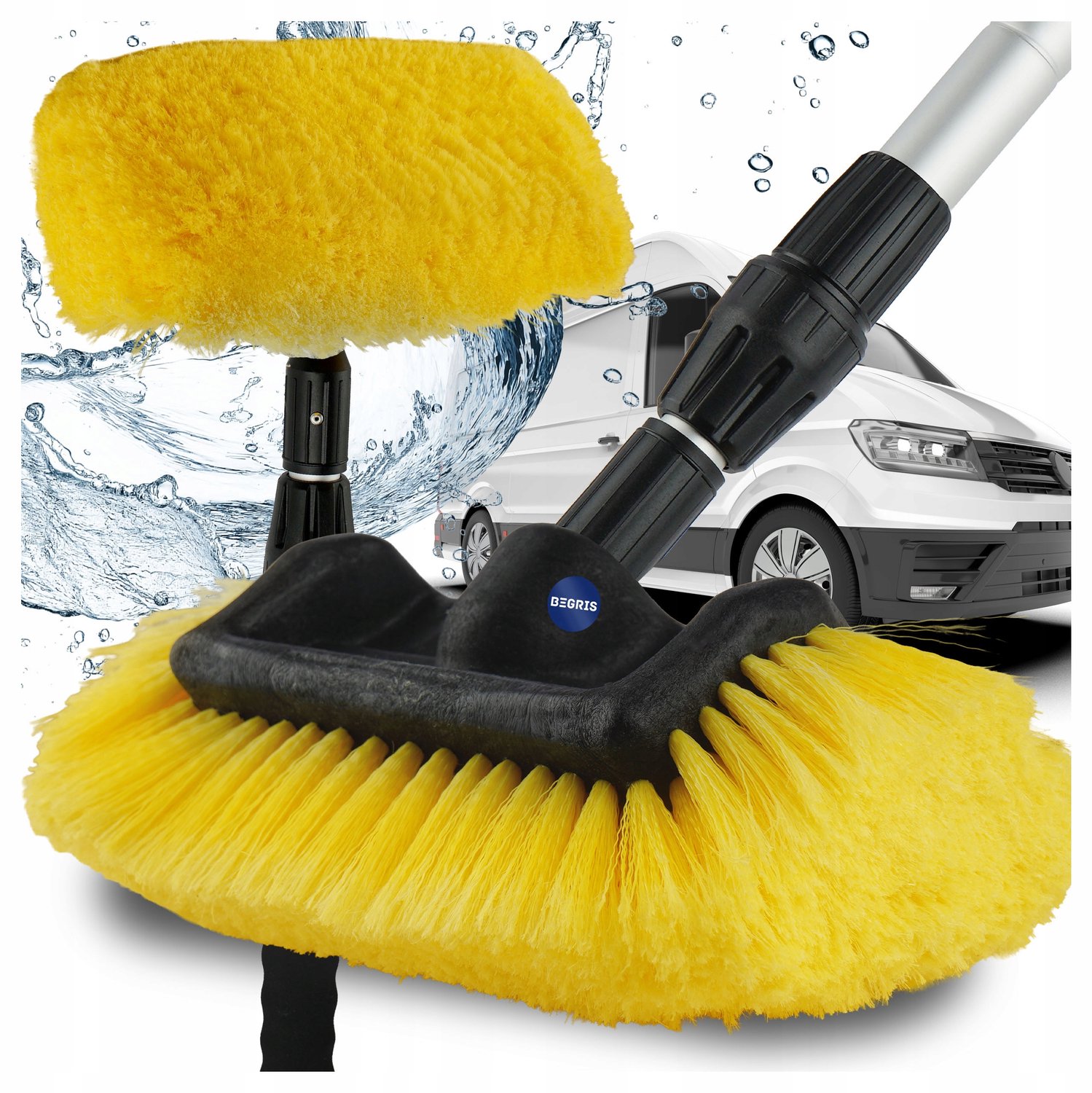 Telescoop Wasborstel met Waterdoorvoer 240 cm voor Vrachtwagens