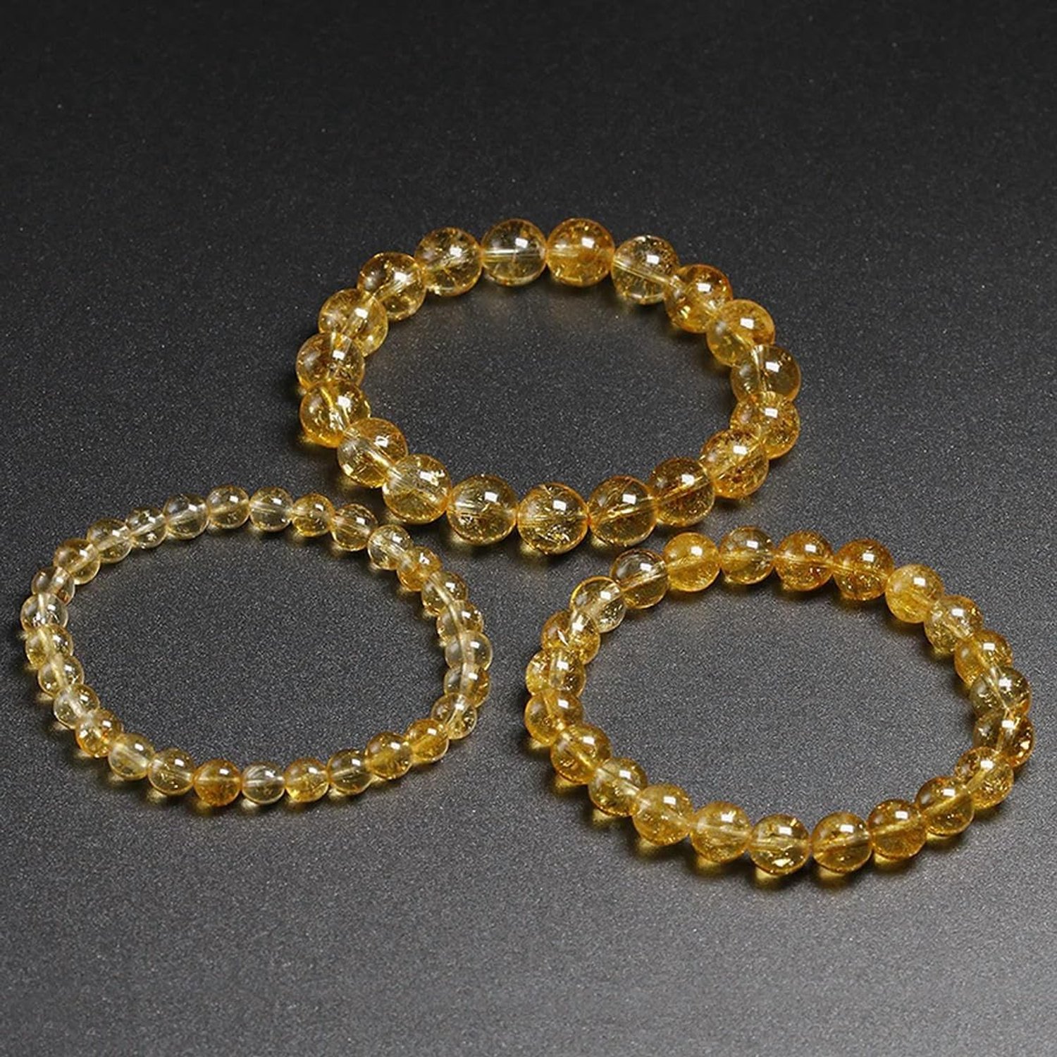 Natuurlijke Gele Citrien Steen 6mm 8mm 10mm Kralen Armband Handgemaakte Quartz Vrouw Mannen Unisex Stretch Bangle