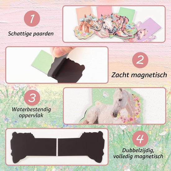16 stuks magnetische paarden, dieren, magnetische boekenleggers, cadeautje, kinderverjaardag, schoolzak, vulling voor boekenliefhebbers, scholieren, jongens en meisjes — afbeelding 4