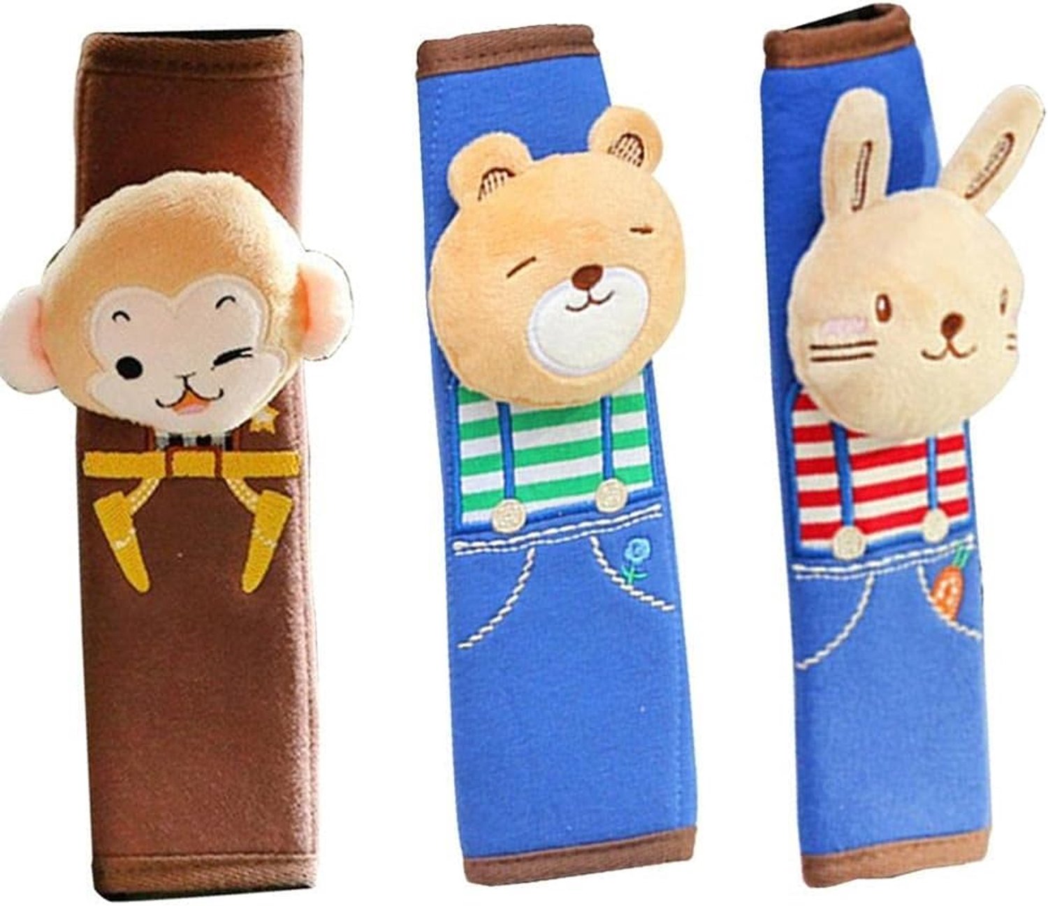 Katoen flanel zachte cartoon schattige kind veiligheidsgordel schouder auto met schattige dieren cartoon veiligheidsgordel omhulde babykussen (Color Name : Bunny)
