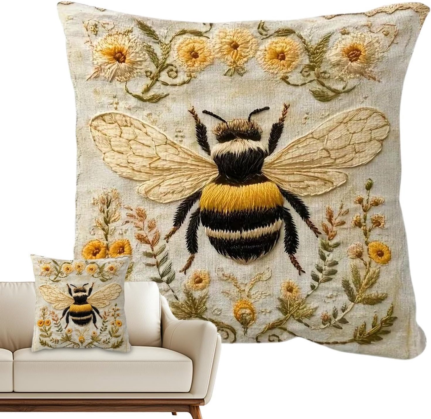 Bijen Kussensloop | 45x45cm Imitatieborduurwerk | Sofa Sier Slopen | Voor Huiseigenaren Slaapkamer Woonkamer Studeerkamer Thuis Appartement Studentenhuis Kantoor Koffiebar Restaurant