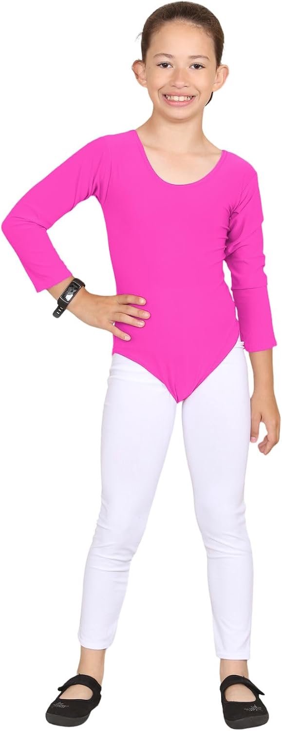 Nieuwe kinderen meisjes uniform turnpakje dansen gymnastiek ballet lange mouwen turnpakjes top