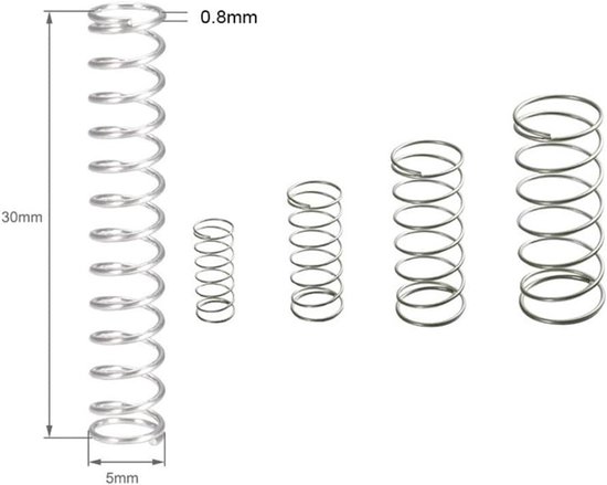10 stuks veerdraad diameter 0,2 mm roestvrij staal micro kleine drukveer OD 2 mm/2,5 mm/3 mm/4 mm lengte 5-50 mm zilver(10mm,2.5MM_0.2MM) — afbeelding 5