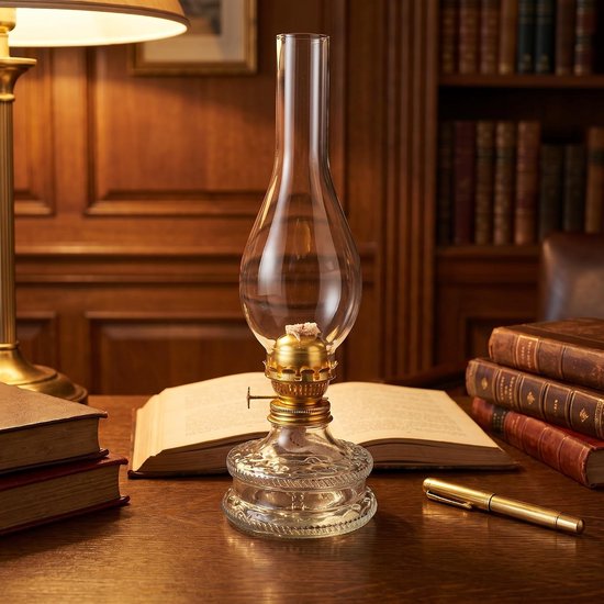 Vintage Glazen Kerosine Lamp met Verstelbare Lont Retro Olielamp voor Binnen Sfeervolle Campinglamp voor Woonkamer Hotel — afbeelding 2
