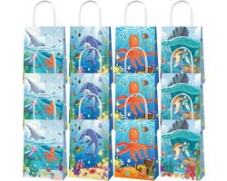 Geschenkzakjes oceaan papieren zakken oceaan PQKL-party kinderverjaardag onderwaterwereld cadeauzakjes voor zeewezens zakjes voor kinderverjaardag