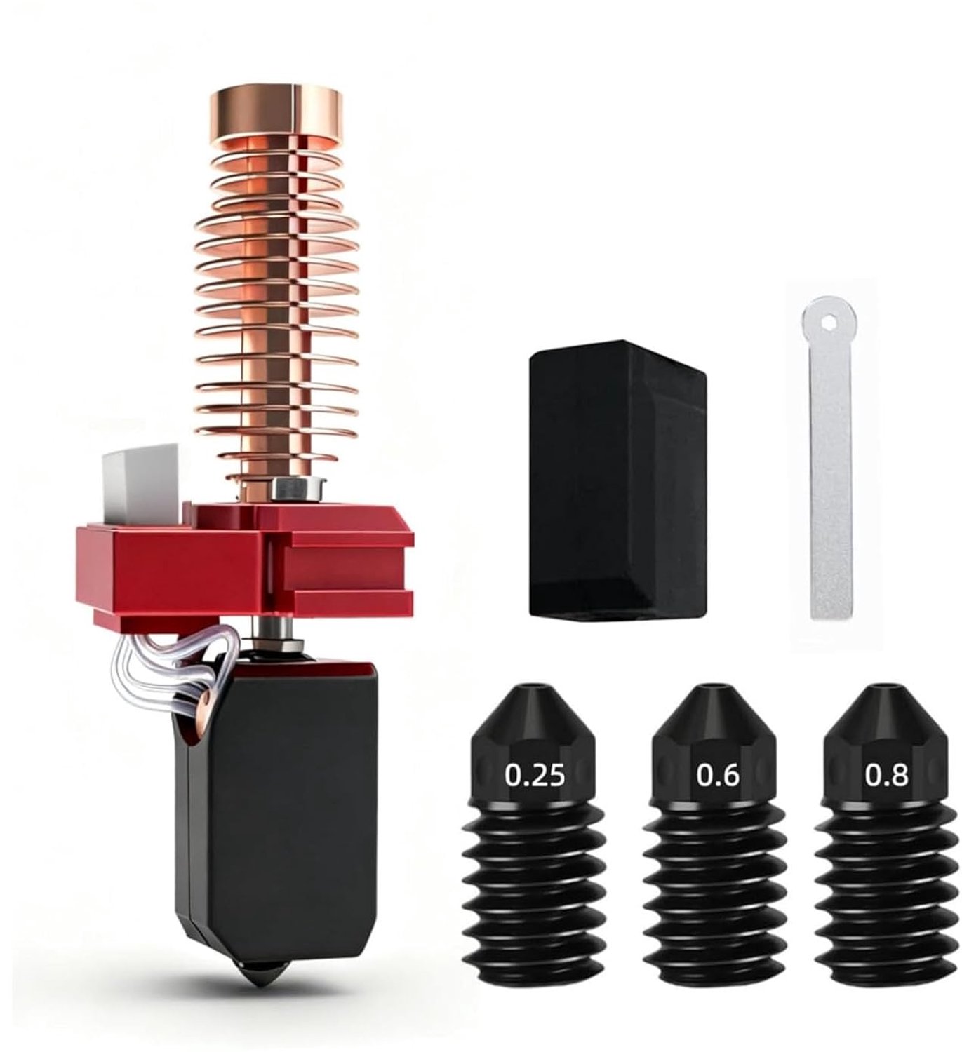 Adventurer 5M Pro Hotend Kit, Volledig Metalen 280C Hoge Temperatuur Mondstuk met 48W Snelle Verwarming en Vergrote Koelblokken, voor PLA ABS PETG TPU PC Nylon 3D-printen