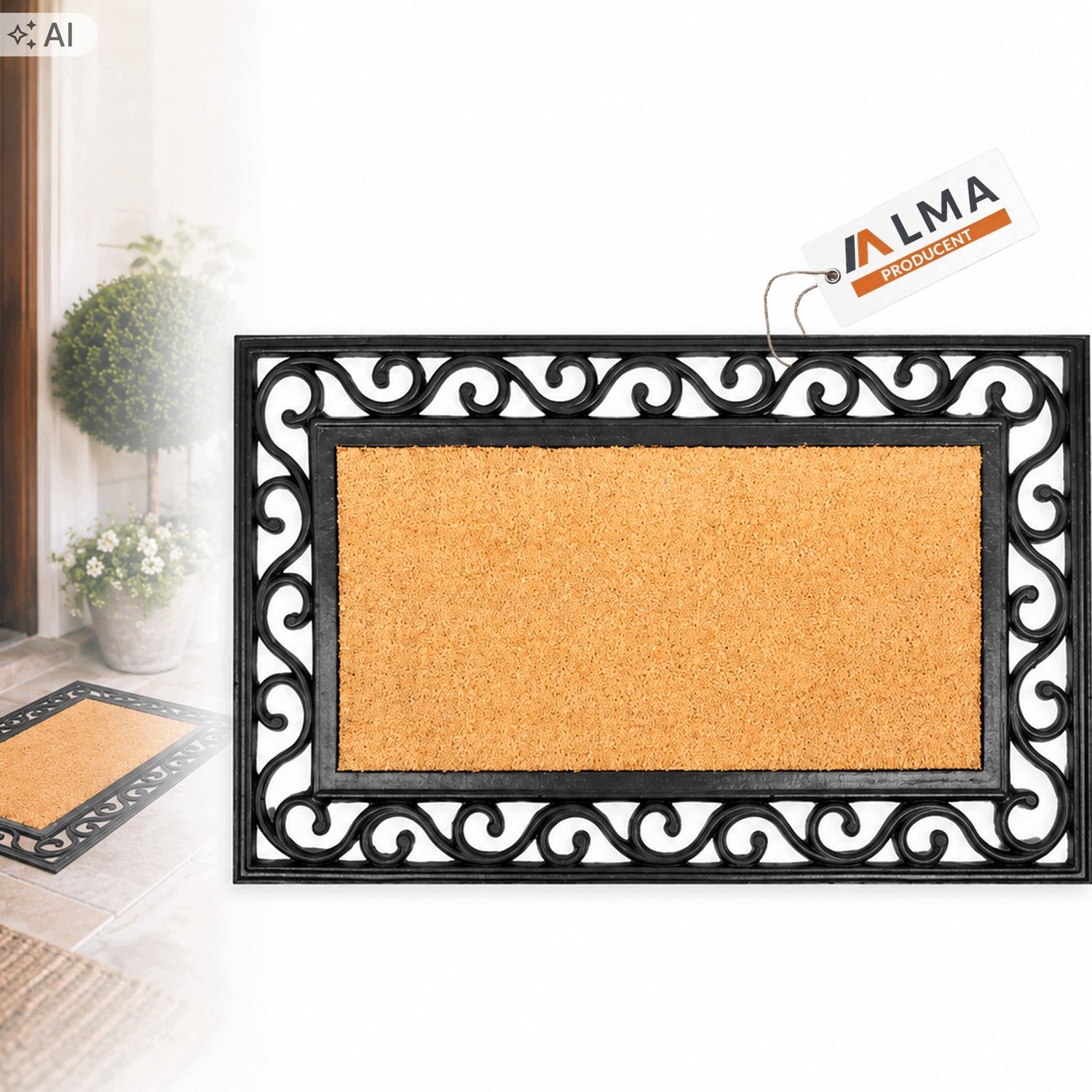 Kokosmat Deurmat 45x75cm - Natuurlijk Kokos & Rubber - 22mm Dik