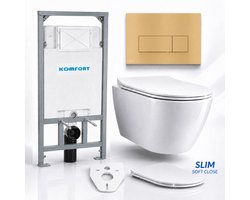 Badland toiletset - Alcaplast KOMFORT C201 1,2 m - ROLO wit - M57-G-M goud slim