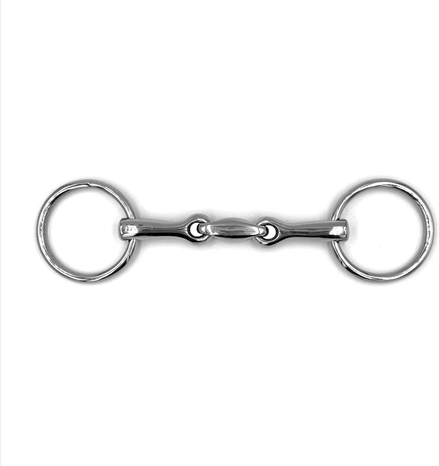 ES0108 gebit pony, kleine watertris, dubbel gebroken van roestvrij staal, ringdiameter 45 mm, bitdikte 10 mm (10,5 cm)