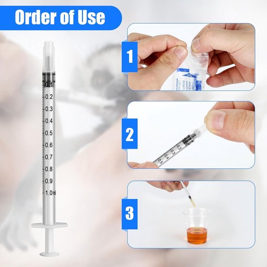 12 stuks colostrum spuit 1 ml spuit met doppen, wegwerpspuiten — afbeelding 3