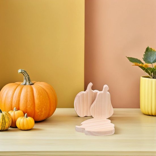 6 Stuks Delige Onbewerkte Houten Pompoenen voor Herfstdecoraties DIY Houten Ornamenten voor Thanksgiving Halloween Oogstfeesten voor Feestelijke — afbeelding 2