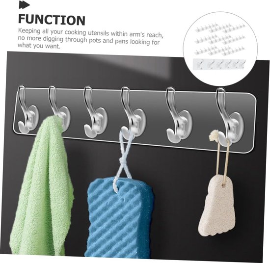 10 Stuks Muur gemonteerde opslag plakkerige haak hanger thuis rij haak schappen Thuis Haken organisatoren opslaggerei hangende haak hangende keuken organizer p.p Transparant — afbeelding 2