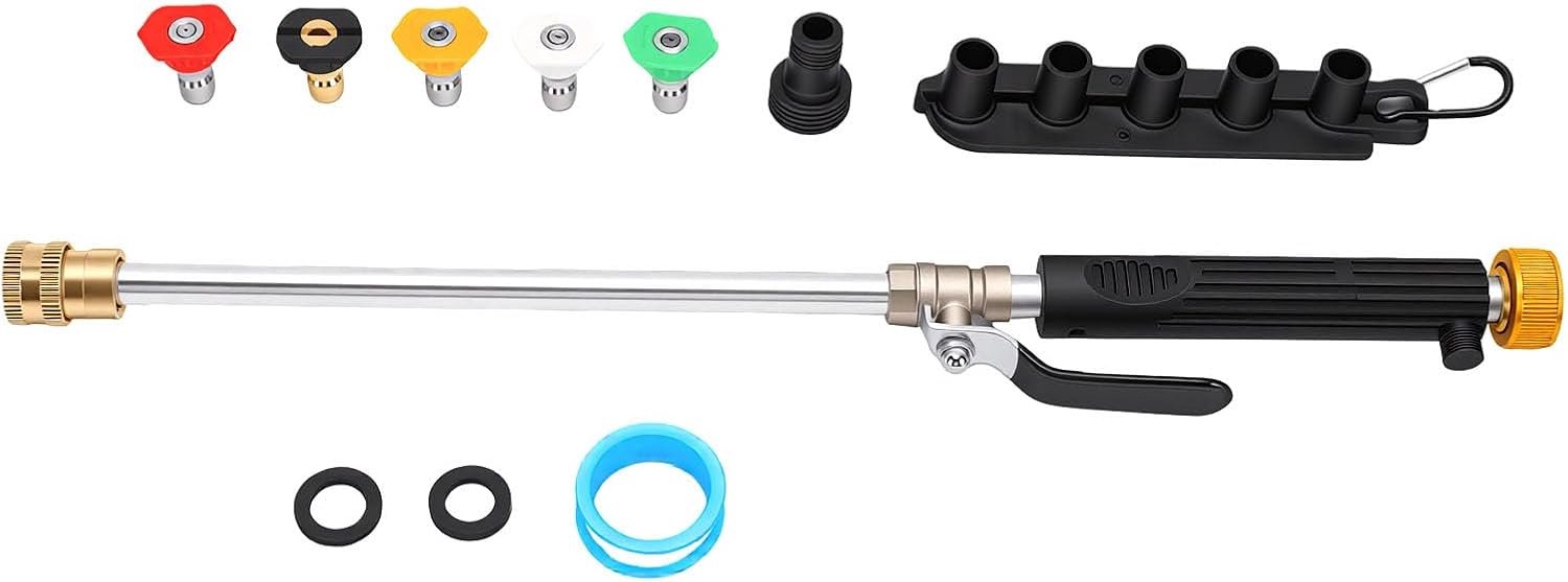 Hogedrukslangmondstuk 7 in 1 Verstelbare spuitpatronen Power Washer Wand voor dakgootreiniging Autowassen