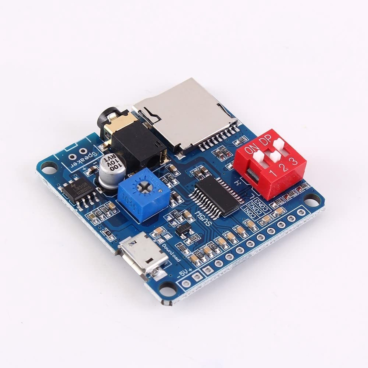 Voice display module, MP3 player UART I/O trigger amplifier class D 5W Serial Port Control Playback compatible