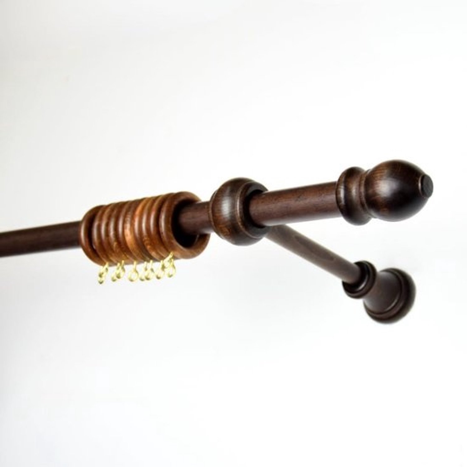 Gordijnroede Hout - Draadeind Roede - Raambekleding Ophangen - 100% Hout - 120 cm - Walnoot