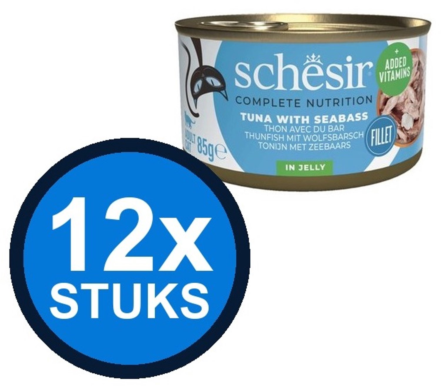12x Schesir - Tonijn & Zeebaars in Gelei - Kattenvoer Natvoer - 85g