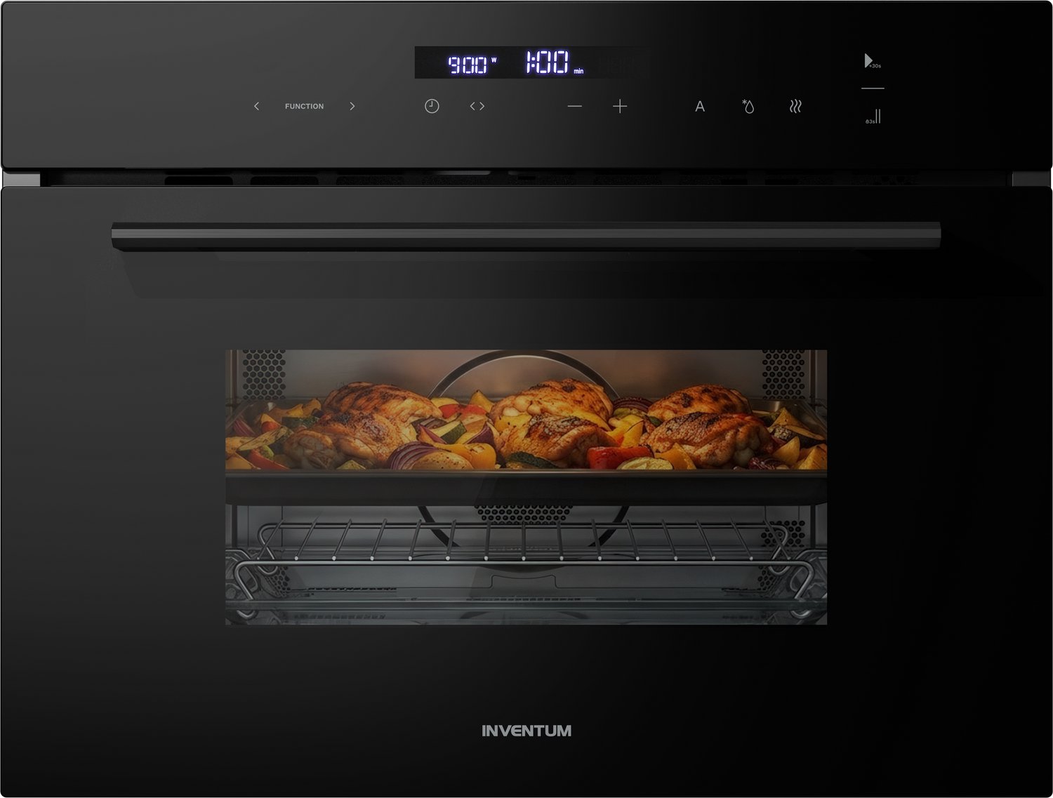 Inventum IMC6044GT Inbouw Combimagnetron - 44L - 900W - Nis 45 cm - Magnetron, Oven en Grill - 13 Programma's - 4 Combistanden - Zwart