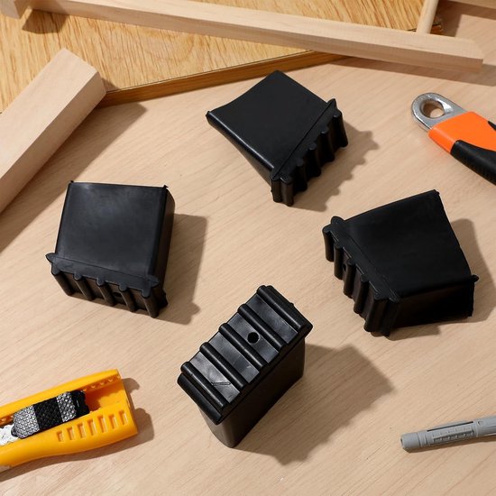 4 Stuks Delige Antislip Rubberen Laddervoeten Beschermhoezen met Visgraatpatroon Duurzame Ladder Pootbeschermers voor Stabiliteit Veiligheid Bij Gebruik Geschikt voor Werkladders — afbeelding 2