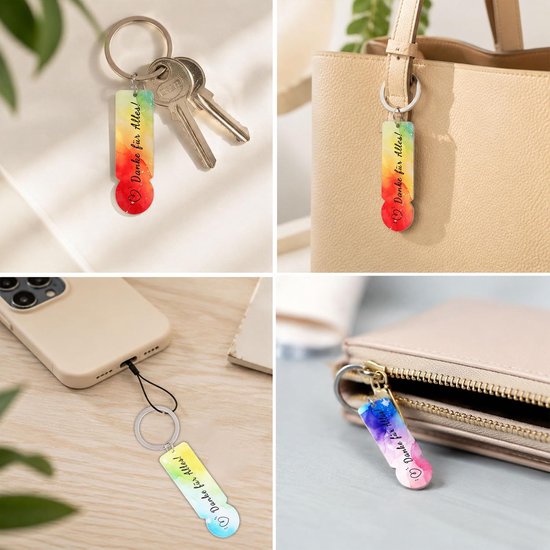 20 stuks acryl winkelwagenchip sleutelhangerset bevat bedankje voor alles winkelwagenchip bedankkaart en organza zakje voor bedankgeschenken klein, Bedankt voor alles, S — afbeelding 4