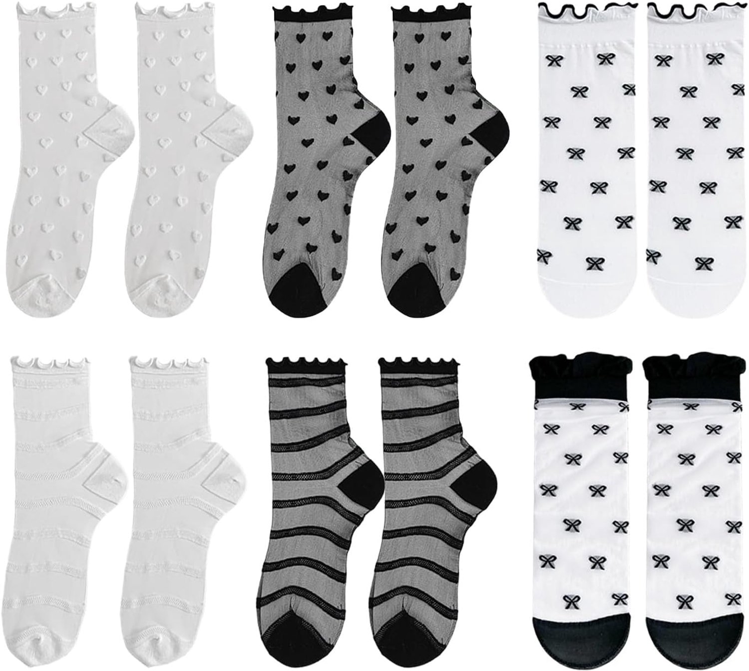 6 Paar Love Lace Kousen, Dunne Transparante Buis Sokken, Zomer Frilly Lace Sokken, Meisjes En Dames Sokken.