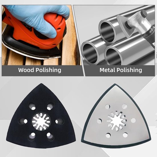 3 Stuks Driehoekige schuurplaten hard, 93 mm universele Fijne schuurplaat, Multitool schuurplaat driehoekige, Schuurmachine accessoires slijpen, Voor hout, hard plastic, metaal, ontroesten — afbeelding 4
