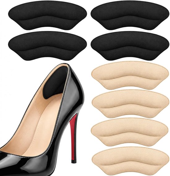 Bondoo Hielbeschermers 4 paar - 8 stuks - Hielzooltjes - Hielkussen - Hakbeschermers - Schoen verkleiner - Schoenverkleiner - Hielzool - Anti Slip - Tegen Blaren - Comfortabel & Voorkomt Slijtage - Beige + Zwart