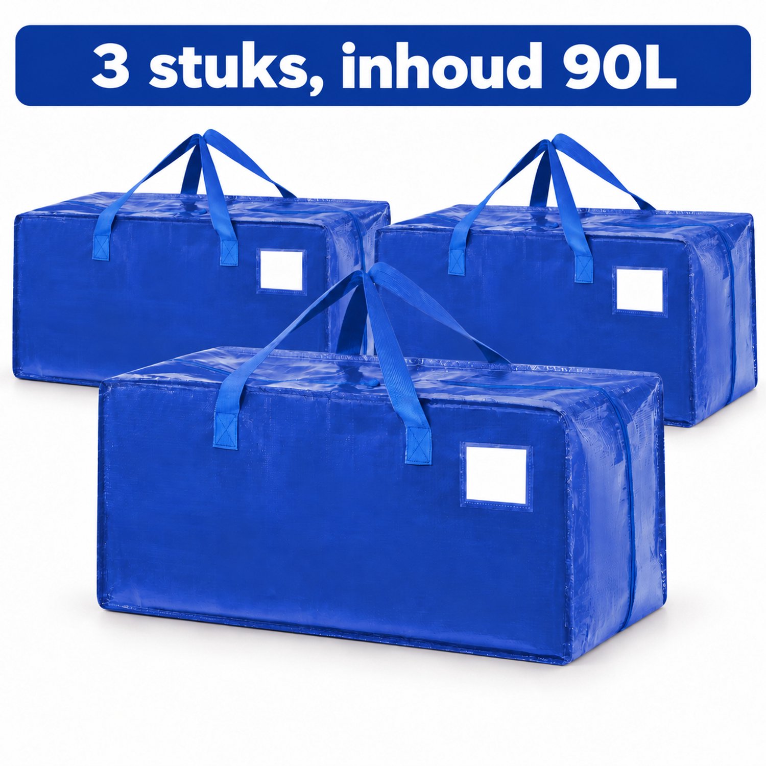 Verhuiszakken & Opbergtassen – 3 Stuks – 90L – met Rits – Waterafstotend – Herbruikbaar