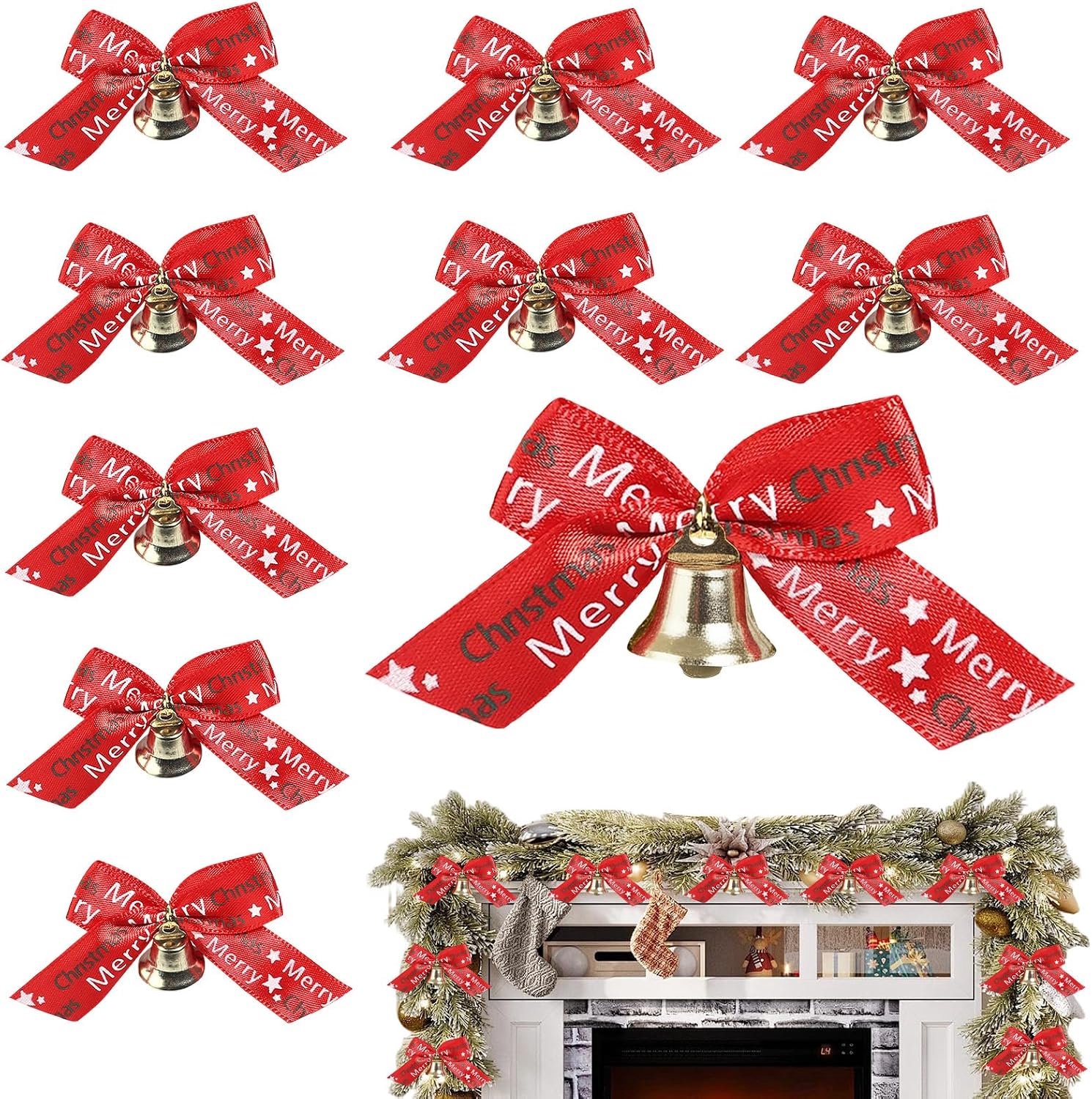 Kerstboom Hangertjes 10 Stuks Rode Versieringen Met Bel