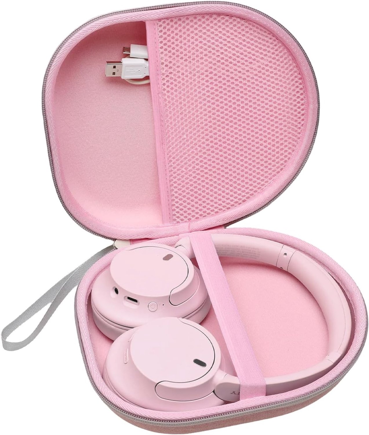 Hardcase Hoofdtelefoon Tas voor Sony WH-CH720N, WH-1000XM6 en WH-1000XM5 - Beschermende Opbergtas voor Reizen, Dagelijks Gebruik en Bescherming (Roze)