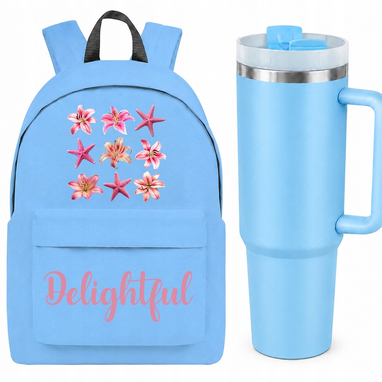 Blauwe Rugzak met Thermosbeker 1.2L - Praktische Set